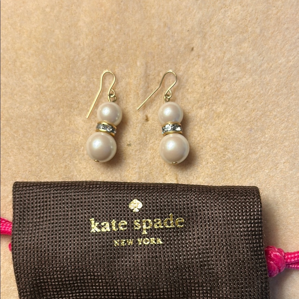 Kate Spade Cream and Gold Pearl Earrings